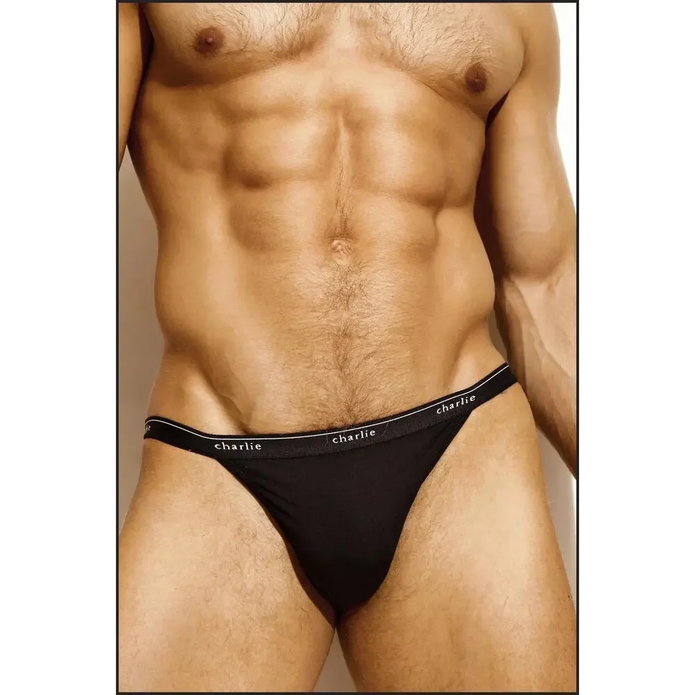 NEW 3 PC Set Charlie By MZ Mens Minimal Muscle Bikini Briefs Black White Grey M